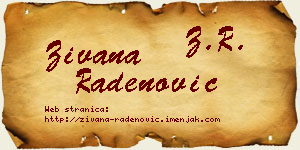 Živana Radenović vizit kartica